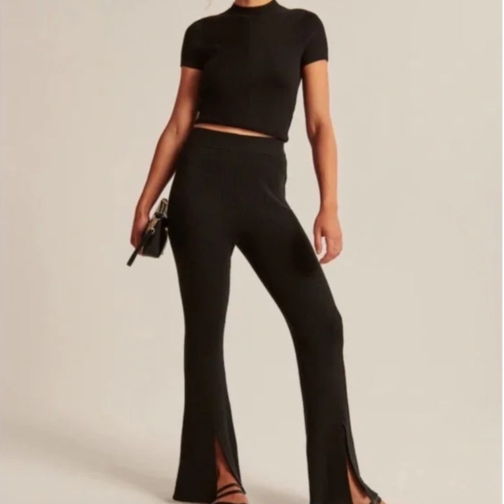 Abercrombie Ribbed Knit Flared Leg Pants